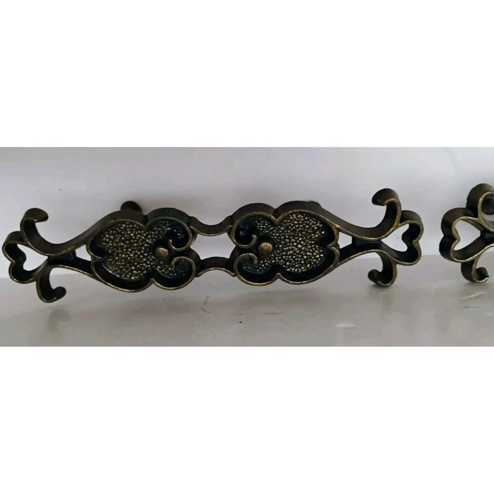 Pair Vintage Keeler Brass Co K656 FU 3602 Drawer Pulls Ornate Regency 3